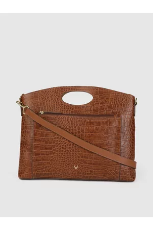 Hidesign Women Tan Brown Textured Leather Handheld Bag