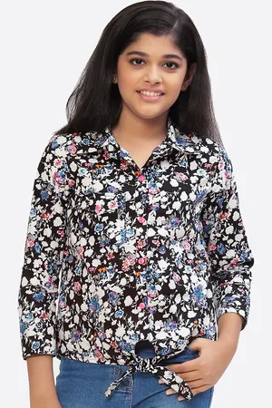 CACA CINA Black & White Floral Print Pure Cotton Shirt Style Top