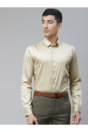 MANQ Men Beige Opaque Formal Shirt