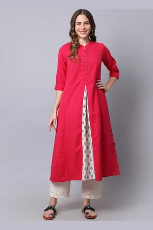 Pistaa Women Pink Geometric Kurta