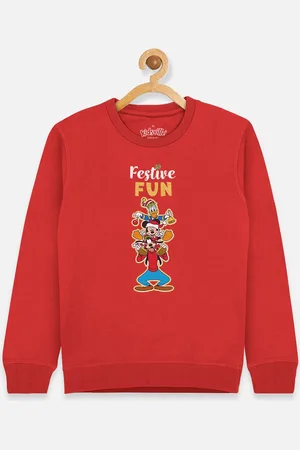 Kidsville Mickey & Friends Girls Red Printed Sweatshirt