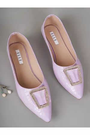 Elle Women Lavender Textured Party Ballerinas Flats