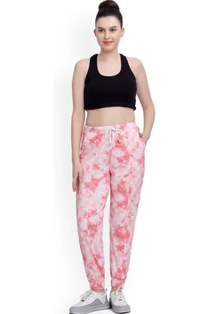 Maysixty Women's Pink Cotton Spandex Printed Yoga Pant