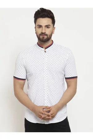 WILD WEST Men White & Navy Blue Regular Fit Printed Casual Shirt