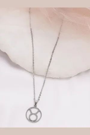 BeWitched Silver-Toned Taurus Zodiac Sign Charm Pendant With Chain