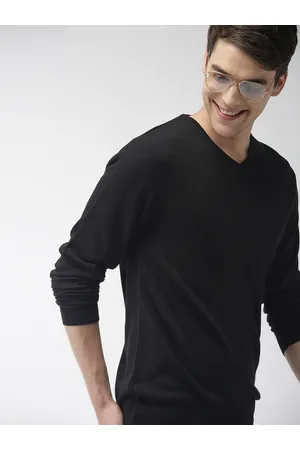 Mast & Harbour Men Black Solid Sweater