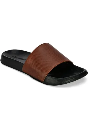 San Frissco Men Tan Solid Comfort Sliders
