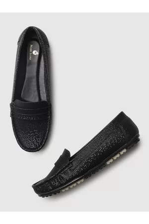Marc Loire Women Black Textured PU Penny Loafers