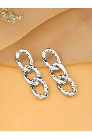 Yellow Chimes Unwind by Yellow Women Chimes Silver-Toned Contemporary Drop Earrings