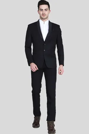 Tahvo Men Black Solid Single-Breasted Two-Piece Suit