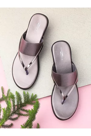 SHEZONE Women Grey Wedge Sandals