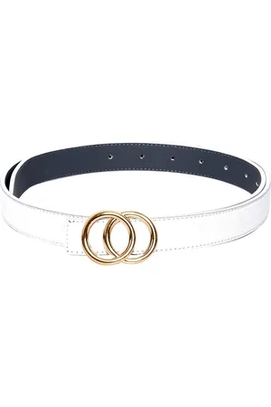 thickskin Girls White Textured Non Leather PU Belt