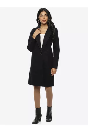 Lakshita Women Blue Solid Long Coat