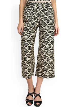 Miss Chase Women Black & Beige Printed Culottes