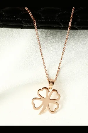 GIVA 925 Sterling Silver Rose Gold Plated Clover Pendant with Link Chain