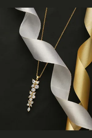 HOT AND BOLD Woman Gold-Toned & White Gold-Plated Charm Long Necklace