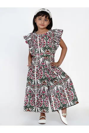 Bhama Girls Multicoloured Floral Printed Basic Jumpsuit