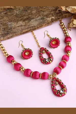 Akshara Clothing Pink & Gold-Plated Necklace