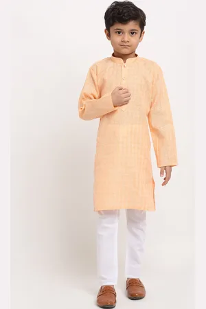 Kraft Boys Peach-Coloured Regular Pure Cotton Kurta with Pyjamas