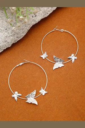 Celena Cole Silver-Toned Contemporary Hoop Earrings