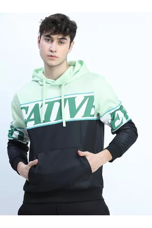 Highlander Men Green & Black Printed Hooded Pullover