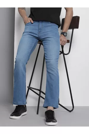 The Indian Garage Co Men Blue Bootcut Light Fade Stretchable Jeans