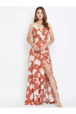 Berrylush Women Brown Printed Maxi Dress