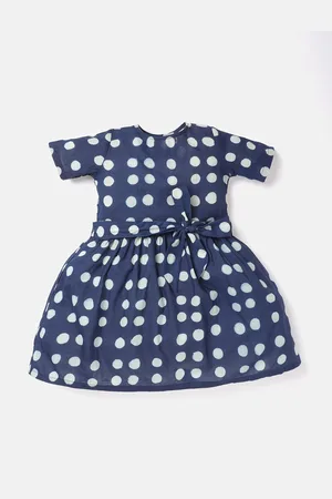 Saaki Girls Blue Polka Dots Dress