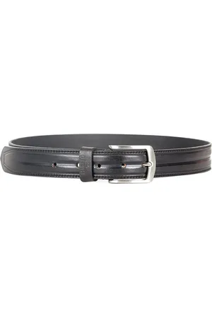 THE CLOWNFISH Men Black Textured Leather Belt