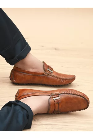 Prolific Men Tan-Brown Textured Formal Loafers