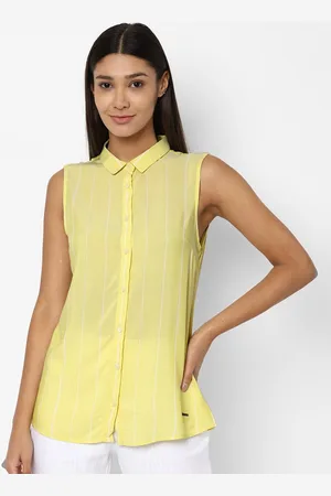 Allen Solly Yellow Striped Shirt Style Top