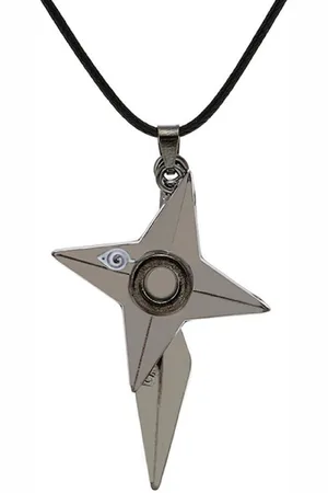 OOMPH Men Silver-Toned & Black Ninja Spear & Shield Handcrafted Pendant with Chain