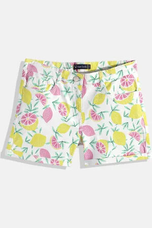 Allen Solly Girls White Conversational Print Regular Fit Mid-Rise Denim Shorts