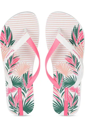 Ipanema Women White & Pink Tropical Print Thong Flip-Flops