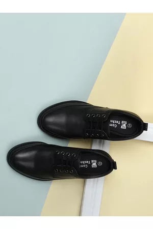Red Chief Men Black Leather Sneakers
