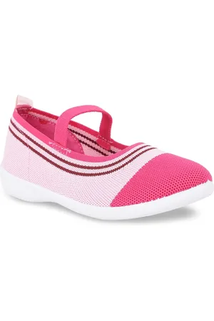 Bubblegummers Girls Pink Striped Fabric Ballerinas