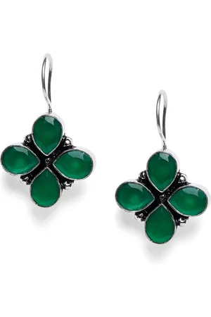 Bamboo Tree Jewels Green Contemporary Drop Earrings