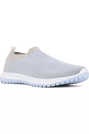 North Star Women Blue Woven Design PU Slip-On Sneakers