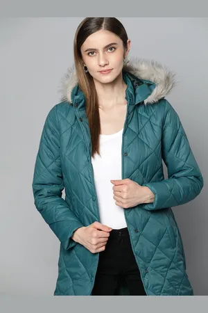 Chemistry Women Teal Blue Longline Parka Jacket