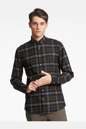 Lindbergh Men Black Slim Fit Tartan Checks Checked Casual Shirt