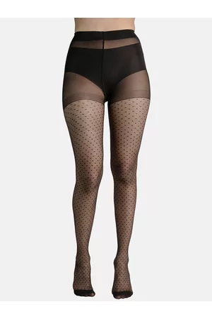 Theater Women Black Self Design Stockings