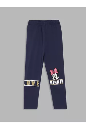 Blue Giraffe Girls Navy Blue & Pink Minnie Mouse Printed Ankle-Length Leggings
