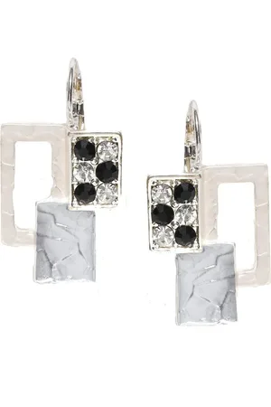 Blisscovered Grey & Black Contemporary Studs Earrings
