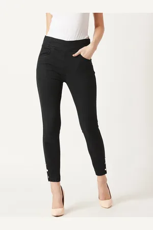 Miss Chase Women Black Denim Super Skinny Fit Jeggings