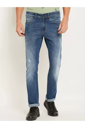 Duke Men Blue Slim Fit Mildly Distressed Heavy Fade Stretchable Denim Jeans