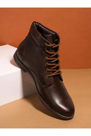 El Paso Men Brown Flat Boots