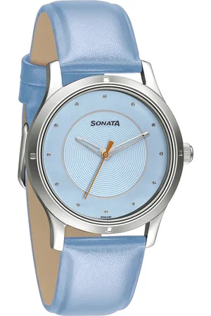 Sonata Women Blue Brass Dial & Blue Leather Straps Analogue Watch 8183SL01
