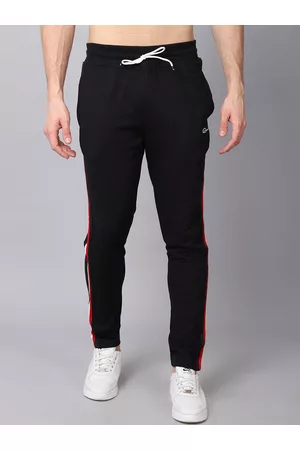 Rodamo Men Black Solid Cotton Slim-Fit Track Pant
