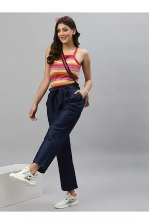 KASSUALLY Women Blue Straight Fit High-Rise Clean Look Jeans