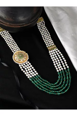 Silvermerc Designs Unisex Gold-Plated & Green Brass Layered Necklace